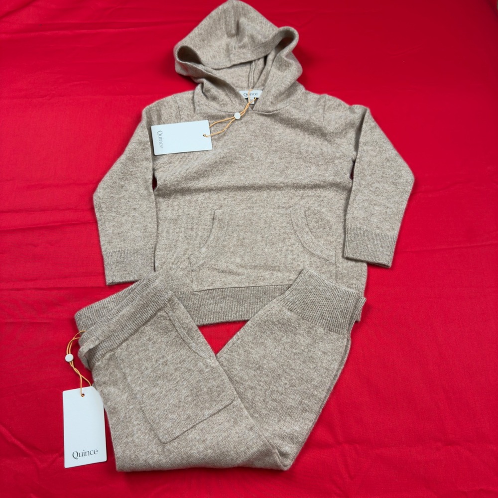 Quince Toddler Washable‎ Cashmere Hoodie and Jogger Set Oatmeal 3T LB31365 NWT